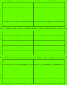 Sheet of 2" X 0.625" Fluorescent Green labels