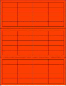 Sheet of 2" X 0.625" Fluorescent Red labels