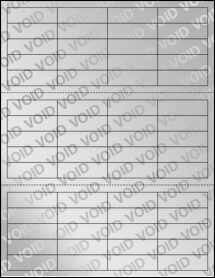 Sheet of 2" X 0.625" Void Silver Polyester labels