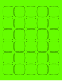 Sheet of 1.456" x 1.456" Fluorescent Green labels