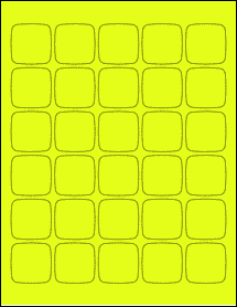 Sheet of 1.456" x 1.456" Fluorescent Yellow labels