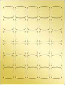 Sheet of 1.456" x 1.456" Gold Foil Inkjet labels