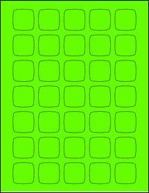 Sheet of 1.2182" x 1.2182" Fluorescent Green labels