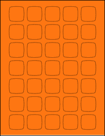 Sheet of 1.2182" x 1.2182" Fluorescent Orange labels