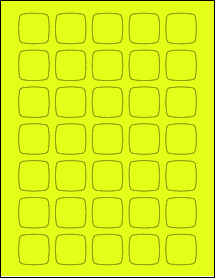 Sheet of 1.2182" x 1.2182" Fluorescent Yellow labels