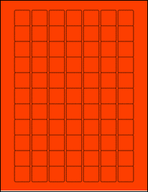 Sheet of 0.9" x 0.9" Fluorescent Red labels
