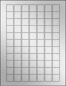Sheet of 0.9" x 0.9" Silver Foil Inkjet labels
