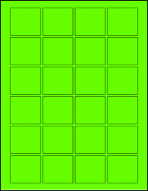 Sheet of 1.75" x 1.5875" Fluorescent Green labels