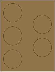 Sheet of 2.875" Circle Brown Kraft labels