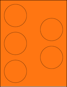 Sheet of 2.875" Circle Fluorescent Orange labels