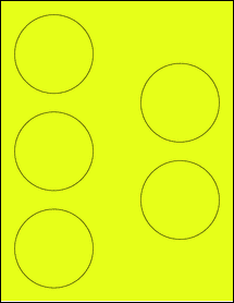 Sheet of 2.875" Circle Fluorescent Yellow labels