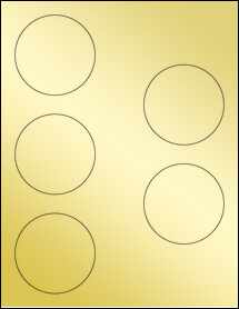 Sheet of 2.875" Circle Gold Foil Inkjet labels