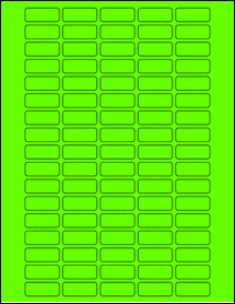 Sheet of 1.25" x 0.5" Fluorescent Green labels