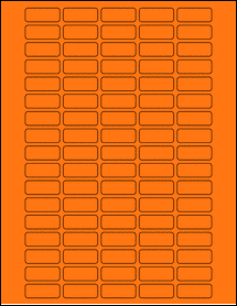 Sheet of 1.25" x 0.5" Fluorescent Orange labels