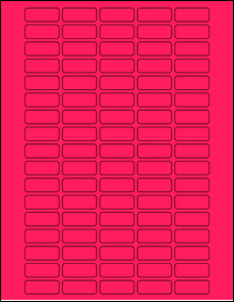 Sheet of 1.25" x 0.5" Fluorescent Pink labels