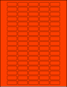 Sheet of 1.25" x 0.5" Fluorescent Red labels