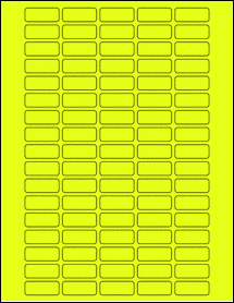 Sheet of 1.25" x 0.5" Fluorescent Yellow labels