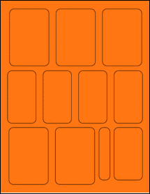 Sheet of 2.25" x 3.25" Fluorescent Orange labels