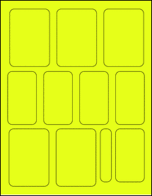 Sheet of 2.25" x 3.25" Fluorescent Yellow labels