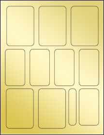 Sheet of 2.25" x 3.25" Gold Foil Laser labels