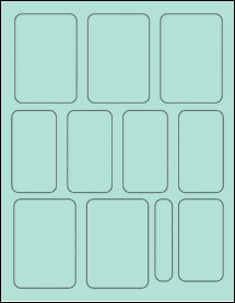 Sheet of 2.25" x 3.25" Pastel Green labels