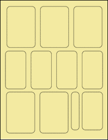 Sheet of 2.25" x 3.25" Pastel Yellow labels