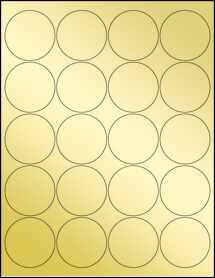 Sheet of 2" Circle Gold Foil Inkjet labels