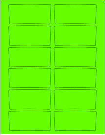Sheet of 3.4559" x 1.6238" Fluorescent Green labels