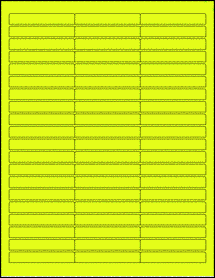 Sheet of 2.62" x 0.43" Fluorescent Yellow labels