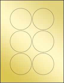 Sheet of 2.875" Circle Gold Foil Inkjet labels