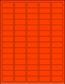 Sheet of 1.5" x 0.75" Fluorescent Red labels