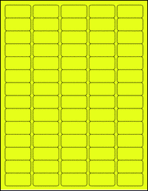 Sheet of 1.5" x 0.75" Fluorescent Yellow labels