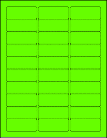 Sheet of 2.458" x 1" Fluorescent Green labels