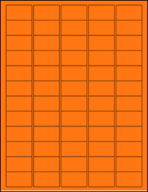 Sheet of 1.5" x 0.875" Fluorescent Orange labels