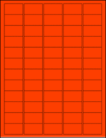 Sheet of 1.5" x 0.875" Fluorescent Red labels