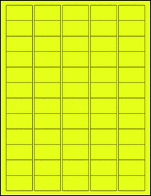 Sheet of 1.5" x 0.875" Fluorescent Yellow labels