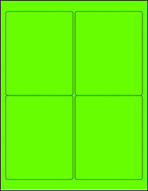 Sheet of 3.9" x 4.875" Fluorescent Green labels