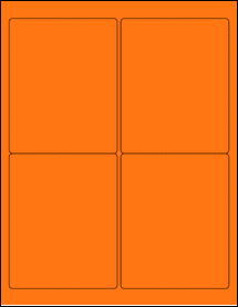 Sheet of 3.9" x 4.875" Fluorescent Orange labels
