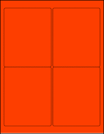 Sheet of 3.9" x 4.875" Fluorescent Red labels