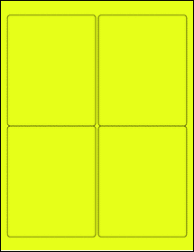 Sheet of 3.9" x 4.875" Fluorescent Yellow labels