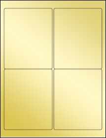 Sheet of 3.9" x 4.875" Gold Foil Inkjet labels
