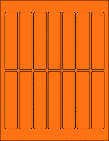 Sheet of 1" x 4.5" Fluorescent Orange labels