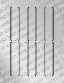 Sheet of 1" x 4.5" Void Silver Polyester labels