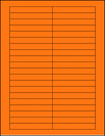 Sheet of 3.5" x 0.5" Fluorescent Orange labels