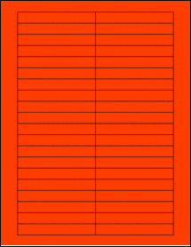 Sheet of 3.5" x 0.5" Fluorescent Red labels