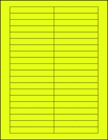 Sheet of 3.5" x 0.5" Fluorescent Yellow labels