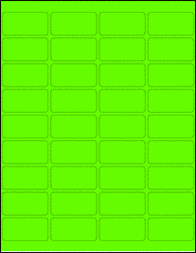 Sheet of 2" x 1" Fluorescent Green labels