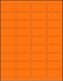 Sheet of 2" x 1" Fluorescent Orange labels