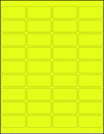 Sheet of 2" x 1" Fluorescent Yellow labels