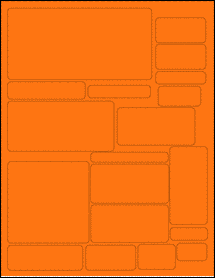 Sheet of Various Custom Fluorescent Orange labels